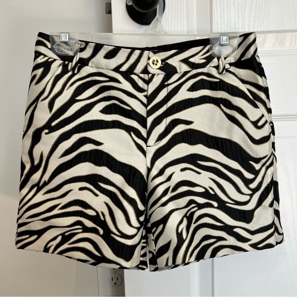 Lilly Pulitzer Metallic Gretchen High Rise Zebra Jacquard Animal Print Shorts